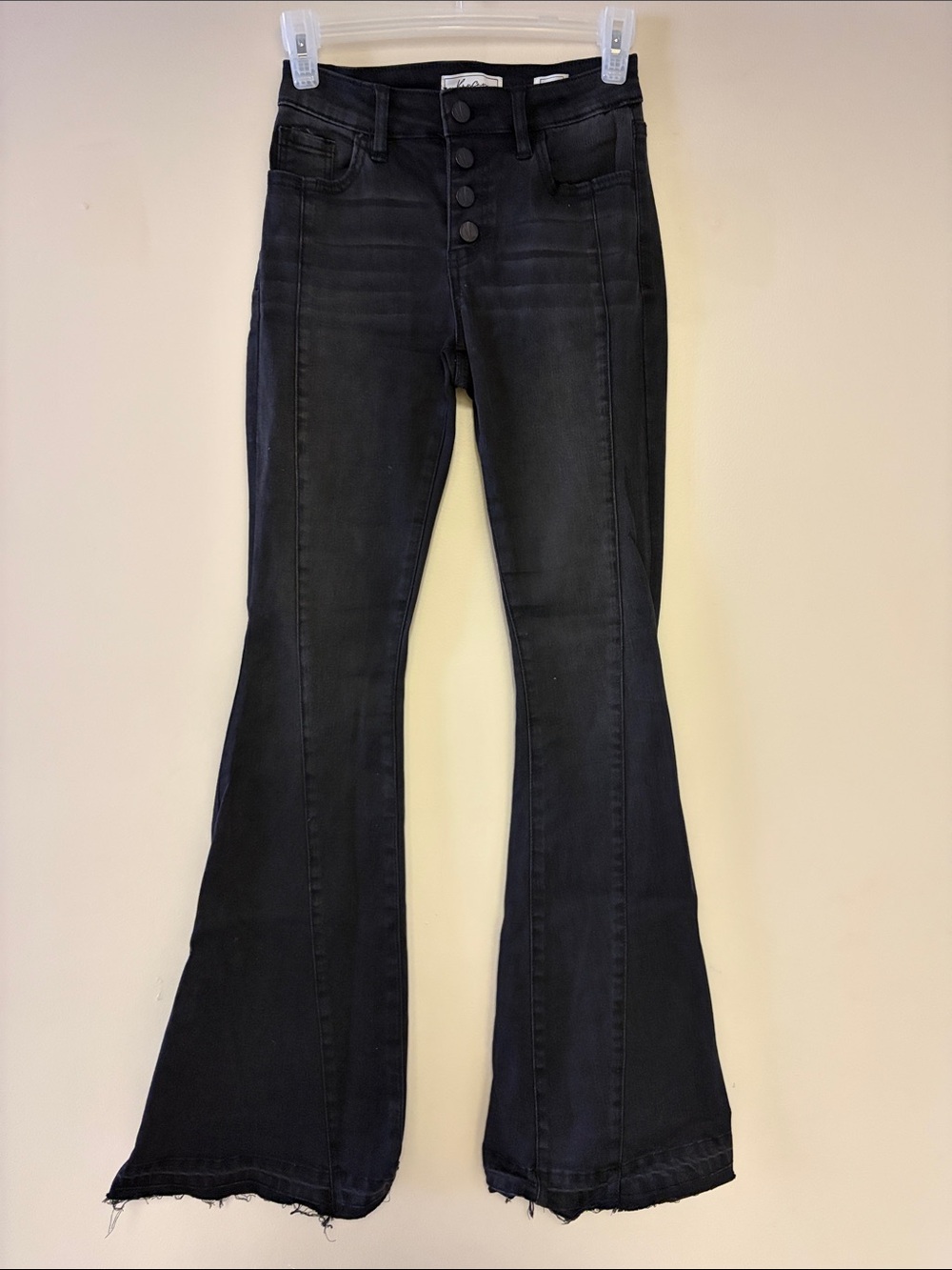 KanCan Black Button-Front Flare Jeans